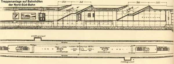 Treppenanlage auf Bahnhöfen der Nord-Süd-Bahn